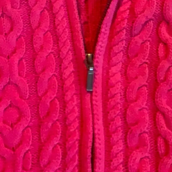 L.L. Bean Vibrant Pink Hooded Zip Cardigan - Picture 5 of 5